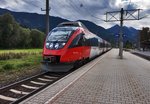 4024 122-6  Sonnenstadt Lienz  hält als S1 4252 (Lienz - Friesach), im Bahnhof Greifenburg-Weißensee.