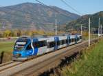 4024 120 (Werbefahrzeug fr die steirische S-Bahn) war am 31.10.2011 als  R 1711 Kelag Plus Club nach Friesach unterwegs.