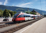 4024 124-2 als REX 1858 (Lienz - San Candido/Innichen), am 11.7.2016 bei der Abfahrt in Lienz.
