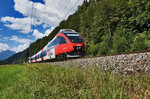 4024 050-9 fährt als S3 5067 (Schwarzach-St. Veit - Salzburg Liefering), bei Mitterberghütten vorüber.
Aufgenommen am 7.8.2016.