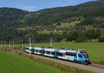 Der blaue Talent 4024 120  S-Bahn Steiermark  war am 25. September 2016 als R 4477 von Schladming nach St.Michael unterwegs und wurde von mir kurz vor dem Erreichen des Bahnhofes Trieben im Paltental fotografiert.