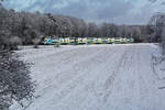 Westbahn auf der Strecke München- Rosenheim am 3.1.25 bei Zorneding in hübscher Winterlandschaft.