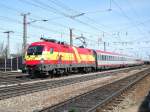 1116 232  EM-Spanien  fhrt am 30.03.2008 mit dem
EC 564  Kufstein-Die Perle Tirols  in den 
Welser Hbf ein.
