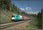 Ein ziemlich seltener Gast im Aichfeld ist die EM Lok 1216 004 Italien die mit dem IC 533 von Wien Sd nach Villach fhrt.
Zeltweg 27.04.2008