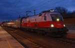 1116 087  Lnderlok Polen  vor R2277  Rosenstadt Baden  nach Payerbach-Reichenau kurz vor der Abfahrt in Stockerau. Das Foto entstand am 17.11.2008.