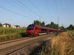 Der 80-90 750 als RJ nach Wien am 24.08.2013 unterwegs bei Rckstetten.