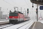 Am Nachmittag des 26.3.2013 schob die 1144 106 einen Regionalzug im dichten Schneefall aus Graz Hbf in Richtung Spielfeld-Straß.