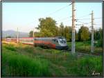 Railjet 1016 035 Spirit of Linz mit Zug EC 631 Alpen Adria Universitt zwischen Zeltweg und Judenburg fotografiert von meiner Tochter Lisa (5 1/2 Jahre)  Es ist das gleiche Foto wie meines (121298)