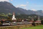 1016 034 (railjet - Vordesign) mit OEC 162 vor Brixlegg (20.09.2007)