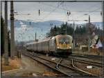 Werbetaurus 1116 250 Mozart fhrt mit EC 536 Jacques Lemans von Villach nach Wien
Zeltweg 19.1.2008