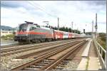 E-Lok 1016 035 (railjet Vordesign) fhrt mit IC 533 von Villach nach Wien Sd.