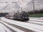 Am 07.01.2012 durchfuhr die 1116-126  Licht ins Dunkel  mit einem BB-IC den Bahnhof Brixlegg Richtung Salzburg.