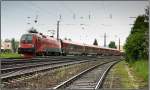 Railjet Versuchsfahrten im Aichfeld mit E-Lok 1116 201 und Steuerwagen 8090 702.