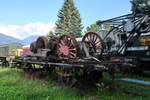 Ein Flachwagen war Ende August 2019 im Außenbereich des Heizhauses Lienz abgestellt. 