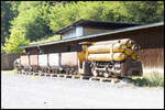 Ein ganz spezielles Exemplar aus der Bergbau Geschichte ist diese Druckluft Lokomotive . Zu sehen auf dem Gelände der Bergbau Erinnerungsstätte Zangtal . 23. August 2024 