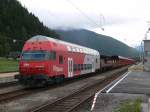 BB Autoschleuse Tauernbahn mit Steuerwagen 86-33 107-2 am 13.08.2011 in Bahnhof Mallnitz-Obervellach 