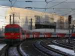 Ein City Shuttle am 28.12.2009 bei der Ausfahrt aus dem Passauer Hbf.