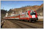 EC 101  Joze Plecnik  von Praha hl.n. (Prag) nach Ljubljana (Laibach) am 21.1.2008 bei der Durchfahrt in Peggau-Deutschfeistritz.
