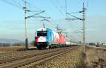 EM Lok  Tschechische Repuplik  1216 226 als Vorspann zum Transalpin unterwegs zwischen Linz und Wels bei Hrsching. Aufgenommen am 9.2.2008 ca. 5 Minuten nach dem Verstrkungszug.