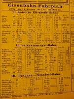 Eisenbahn-Fahrplan, giltig ab 15.October 1881 für das Innviertel; Ausgabe Rieder-Wochenblatt Feb-1882; Aufnahmedatum: 250128