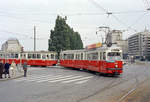 Wien: Die Wiener Straßenbahnen vor 50 Jahren: SL 16 (E1 4691 + c3 1171) I, Innere Stadt, Franz-Josefs-Kai / Marienbrücke / Schwedenplatz am 25.