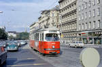 Wien: Die Wiener Straßenbahnen vor 50 Jahren: SL 58 (E 4457 (Lohnerwerke 1966)) I, Innere Stadt / VII, Neubau / VI, Mariahilf, Babenbergerstraße / Messeplatz / Mariahilfer Straße /