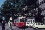 Wien Wiener Stadtwerke-Verkehrsbetriebe (WVB) SL 71 (C1 148 (SGP 1957)) I, Innere Stadt, Schubertring / Schwarzenbergplatz am 14. Juni 1971. - Scan eines Diapositivs. Kamera: Minolta SRT-101.