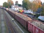 Verschieber nach erfolgreicher Bremsprobe bei einem 1500To Gterzug Bhf.