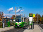 Graz. Triebwagen 607 der Graz Linien steht hier am 29.10.2024 in der Wendeschleife Reininghaus.