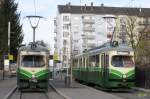 Tw.267 (Bj.1963 von SGP-Graz) und Tw.293 (ex.Wien E1-4706,gebaut 1968 von SGP-Werk Simmering) anllich einer Fotofahrt in der Endstelle Laudongasse.(18.11.2012)