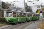 Triebwagen 503 verläßt am 23.01.2015 die Haltestelle Kroisbach der Linie 1.