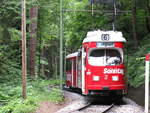 Duewag 8-achser Nr. 52 der Linie 6 bei der Haltestelle Tummelplatz nahe Innsbruck. Aufgenommen 18.6.2008.