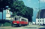 Straßenbahn Innsbruck___Tw 6 [Graz 1909] auf Linie 4 nach Solbad Hall in Bergisel.__10-08-1972