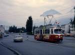 Innsbruck IVB SL 1 (Lohner-Grossraumtriebwagen 63) Pastorstrasse / Stubaitalbahnhof am 14. Juli 1978.