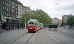Wien Wiener Linien SL 1 (E1 4519 + c3 1261) I, Innere Stadt, Franz-Josefs-Kai / Schwedenplatz am 2. Mai 2009. - Scan von einem Farbnegativ. Film: Fuji S-200. Kamera: Leica C2.