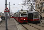 Wien Wiener Linien SL 25 (E1 4827 + c4 1307 / B 623) XXII, Donaustadt, Aspern, Langobardenstraße (Hst. Oberdorfstraße (Endhaltestelle)) am 13. Feber / Februar 2019.