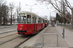 Wien Wiener Linien SL 25 (c4 1320 + E1 4784) XXII, Donaustadt, Aspern, Langobardenstraße / Oberdorfstraße (Endstation Aspern, Oberdorfstraße (Einstieg)) am 13. Feber / Februar 2019. 