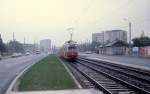 Wien WVB SL 25 (E1 4686) Wagramer Strasse / Donaustadtstrasse im Oktober 1978.