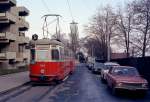 Wien WVB SL G2 (L4 542 (SGP 1961) + l3) Geweygasse am 28. Jänner 1974. - Scan von einem Farbnegativ. Film: Kodacolor X. Kamera: Kodak Retina Automatic II.