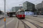 Wien Wiener Linien SL D (E2 4316 (Rotax 1989)) Haltestelle Quartier Belvedere (Arsenalstraße) am 16.