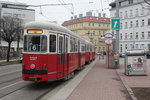 Wien Wiener Linien SL 6 (c3 1207) Simmering, Polkorabplatz am 18. Februar 2016.