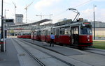 Wien Wiener Linien SL D (E2 4006 + c5 1406) X, Favoriten, Alfred-Adler-Straße (Endstation) am 27. Juli 2016.