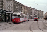 Wien WVB SL B (E1 4867) / SL 26 (E1 4723 + c2 1034) I, Innere Stadt, Schwedenplatz im Oktober 1979.