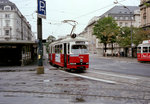 Wien WVB SL T (E1 4758) I, Innere Stadt, Schottentor / Dr.-Karl-Lueger-Ring im Juli 1982. - Scan von einem Farbnegativ. Film: Kodak Safety Film 5035. Kamera: Minolta SRT-101.