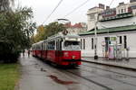 Wien Wiener Linien SL 6 (E1 4510 + c3 1234) Hst. Margaretengürtel am 18. Oktober 2016. - Tw E1 4510: Hersteller und Baujahr: Lohnerwerke 1972. - Bw c3 1234: Hersteller und Baujahr: Lohnerwerke 1961. 