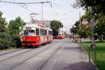 Wien Wiener Stadtwerke-Verkehrsbetriebe (WVB) SL O (E 4407 (Lohnerwerke 1961)) II, Leopoldstadt, Praterstern im Juli 1992.
