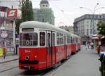 Wien WVB SL D (c3 1244 + E1) IX, Alsergrund, Julius-Tandler-Platz (Hst. Franz-Josefs-Bahnhof) im August 1994. - Scan von einem Farbnegativ. Film: Kodak Gold 200. Kamera: Minolta XG-1.