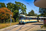 Wien. Einen Vertreter der kurz vor dem Aus stehenden Serie 100 der Badner Bahn, konnte ich hier am 06.08.2024 in der Wendeschleife Quartier Belvedere fotografieren.