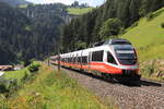 ÖBB 4024 082-1 als S3 unterwegs hoch zum Grenzbahnhof Brenner/Brennero. Hier kurz vor dem Bahnhof St. Jodok am Brenner. Aufgenommen am 23.07.2021