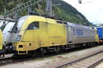 Siemens Dispolok 182 596-7 (ES 64 U2-096) als zweite Lok des KLV Zuges nach der Ankunft am Bahnhof Brenner/Brennero. Aufgenommen am 22.09.2014
